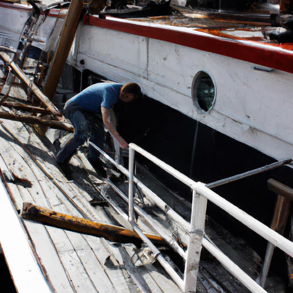 Person working on museum ship
