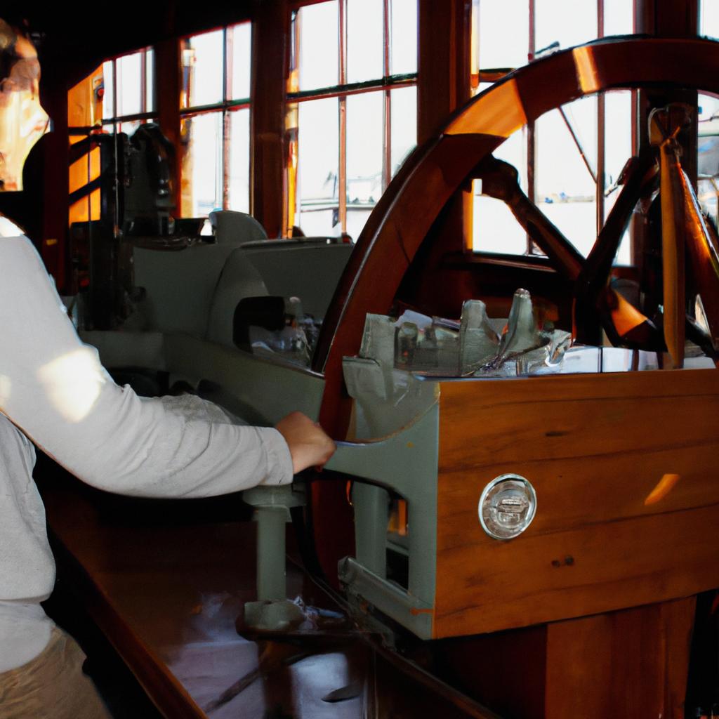Person operating museum ship technology